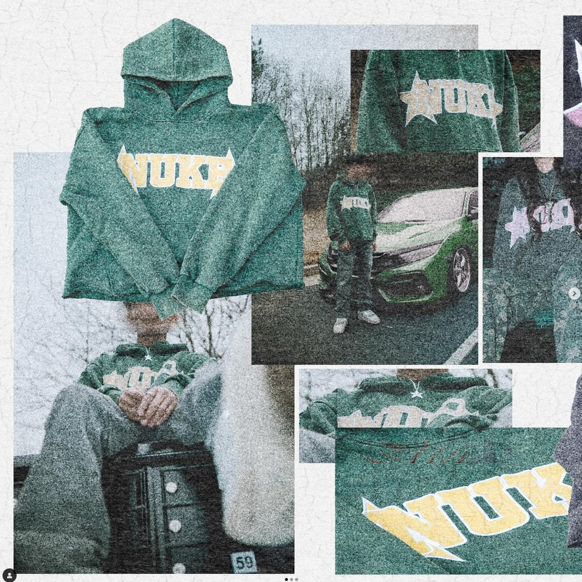 "NUKE STAR" GREEN PULLOVER HOODIE